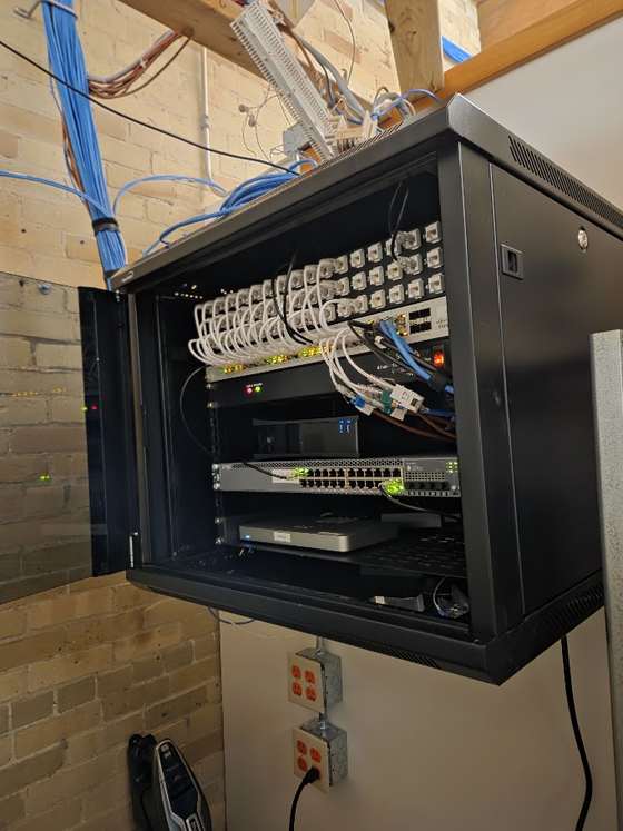 Wall-mounted rack, dressed and labelled
