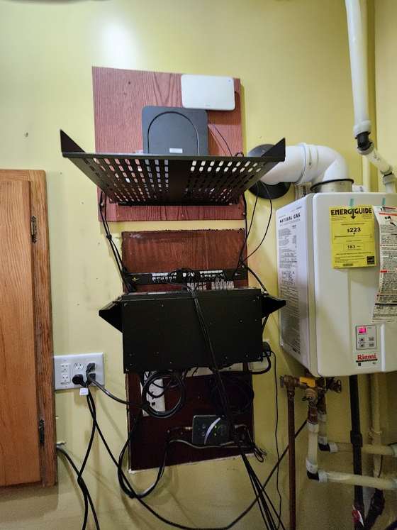 Mounted, dressed and out of the way of the plumbing